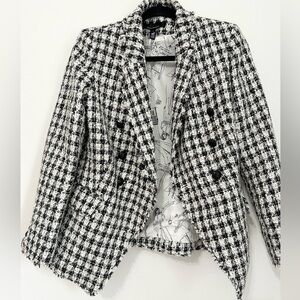White House Black Market WHBM Houndstooth Studio Blazer Tweed Career Women's 6